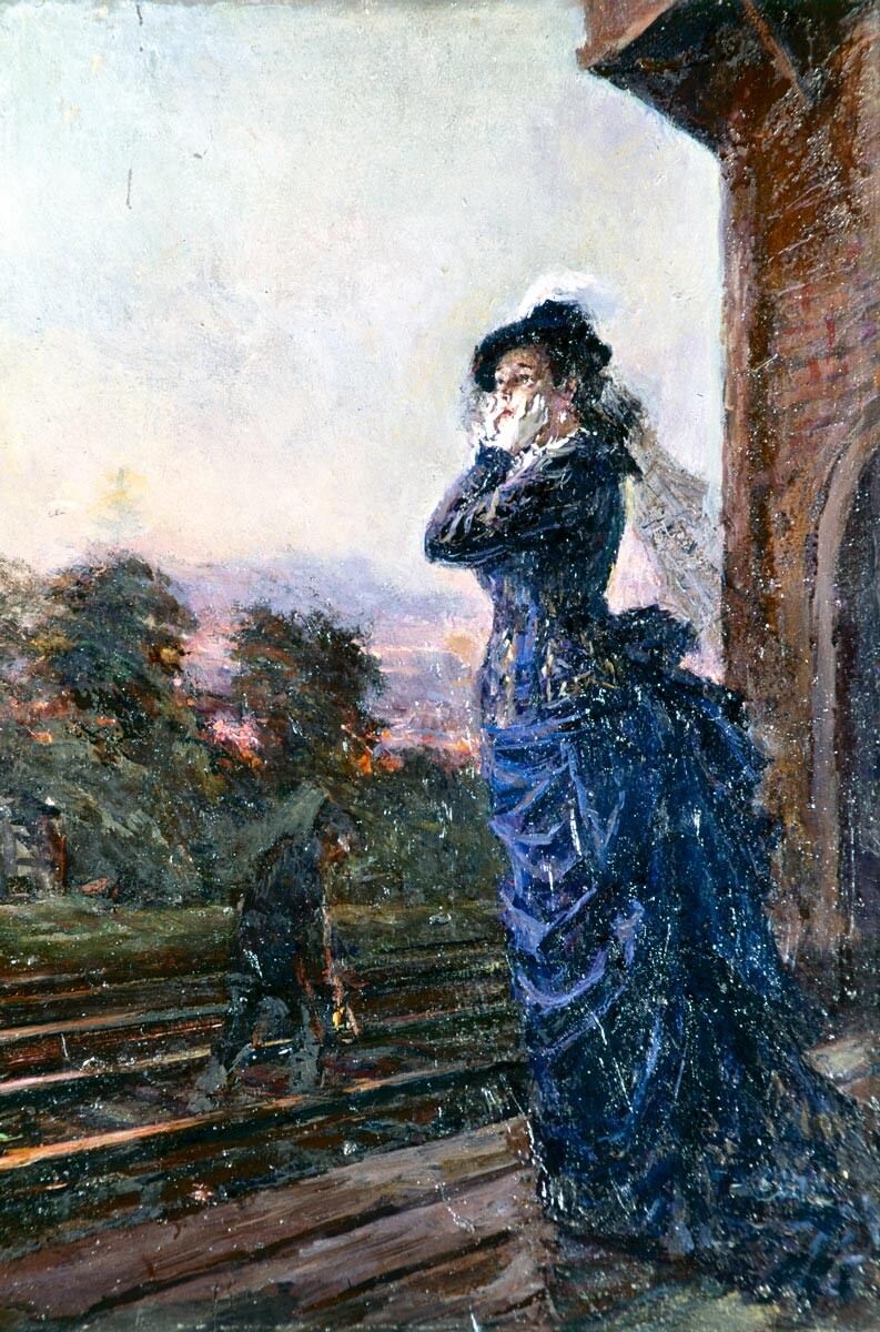Alexander Samochwalow. Anna Karenina vor ihrem Selbstmord (Reproduktion der Illustration).