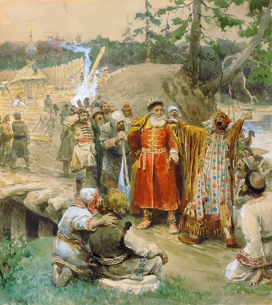 クラヴディー・レベデフ『ロシア人による新しい地の開拓』（1904年）