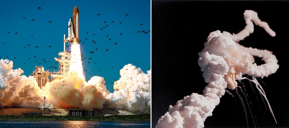 The last launch of the Challenger and the moment of the explosion