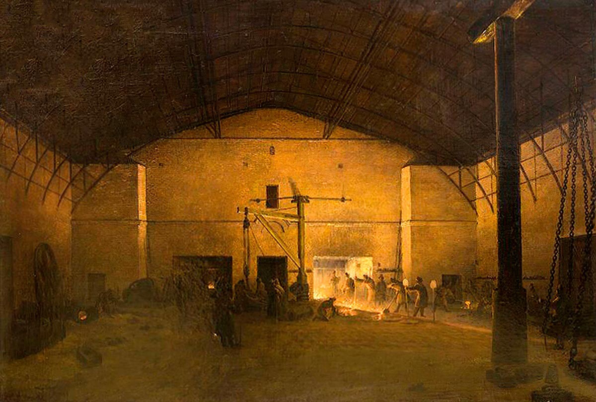 ワシリー・ラエフ『ウラルの山の工場』（1837年）
