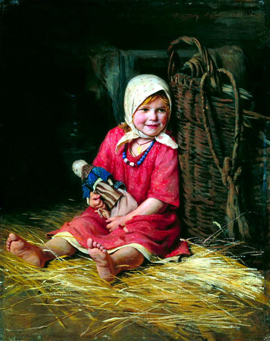 “Varka” oleh Karl Lemokh. Gadis itu tampak memegang sebuah boneka kain.
