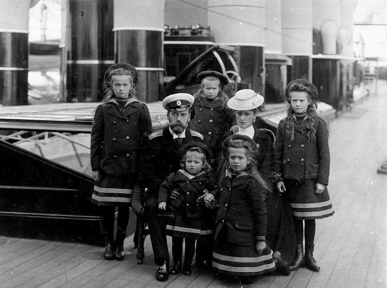 La familia imperial rusa a bordo del yate Standart
