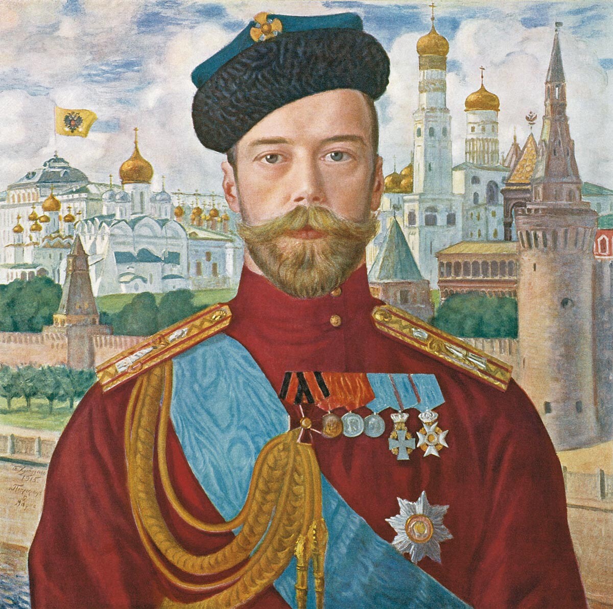 『皇帝ニコライ2世』、1915年、ボリス・クストーディエフ作