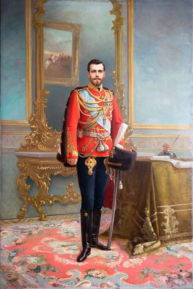 Iliá Galkin. Emperador Nicolás II (con el uniforme del Regimiento de Guardias de Vida de Su Majestad Imperial), 1896

