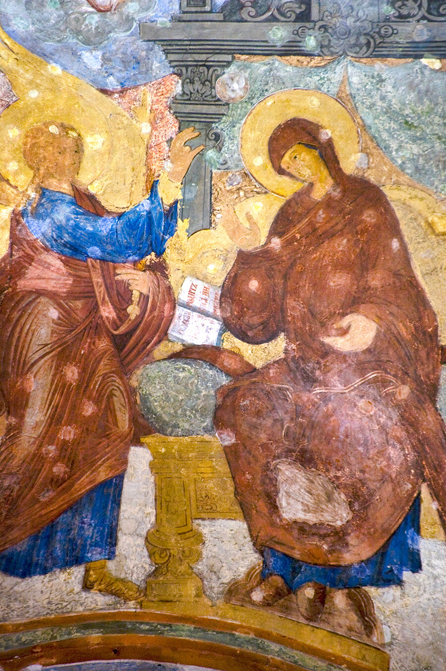 Catedral de Santa Sofía. Bóveda del techo central norte con el fresco de la Anunciación. 20 de julio de 2011