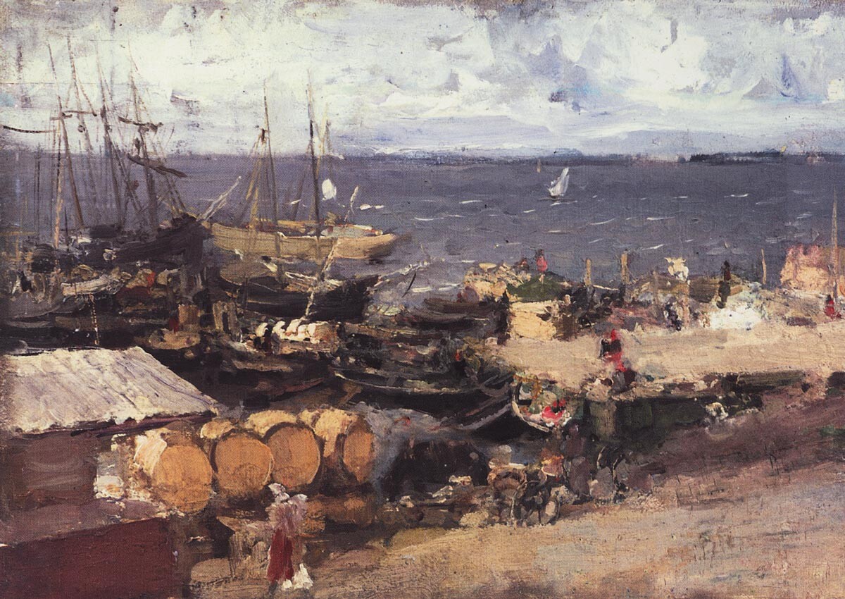 Porto de Arkhanguelsk no Dvina. 1894, Konstantin Korovin 