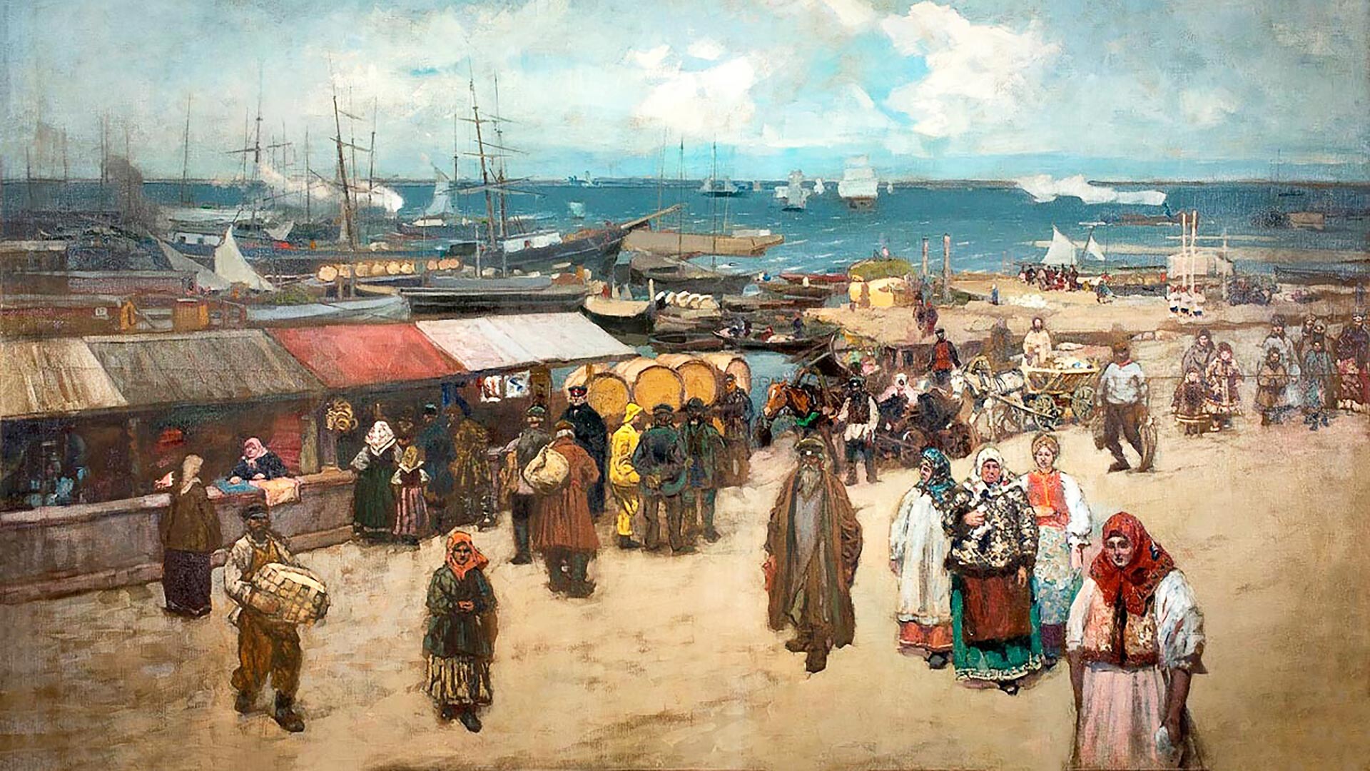 Базар край пристанището на Архангелск, 1896, Константин Коровин