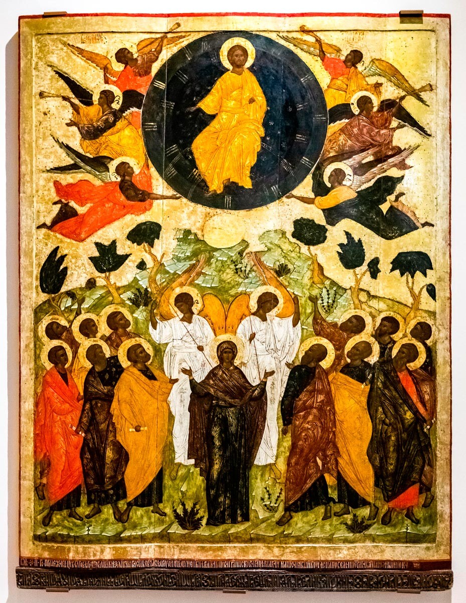 L’Ascension, ancienne icône en bois, à Novgorod, 1542 