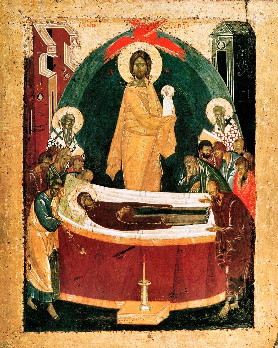  Смъртта на Дева Мария, 1392 година, Теофан Гръцки, Третяковска изложба 