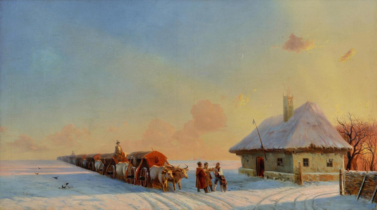  Чумаци в Малороссия, 1850-1860, Иван Айвазовски/Държавен съветски музей 