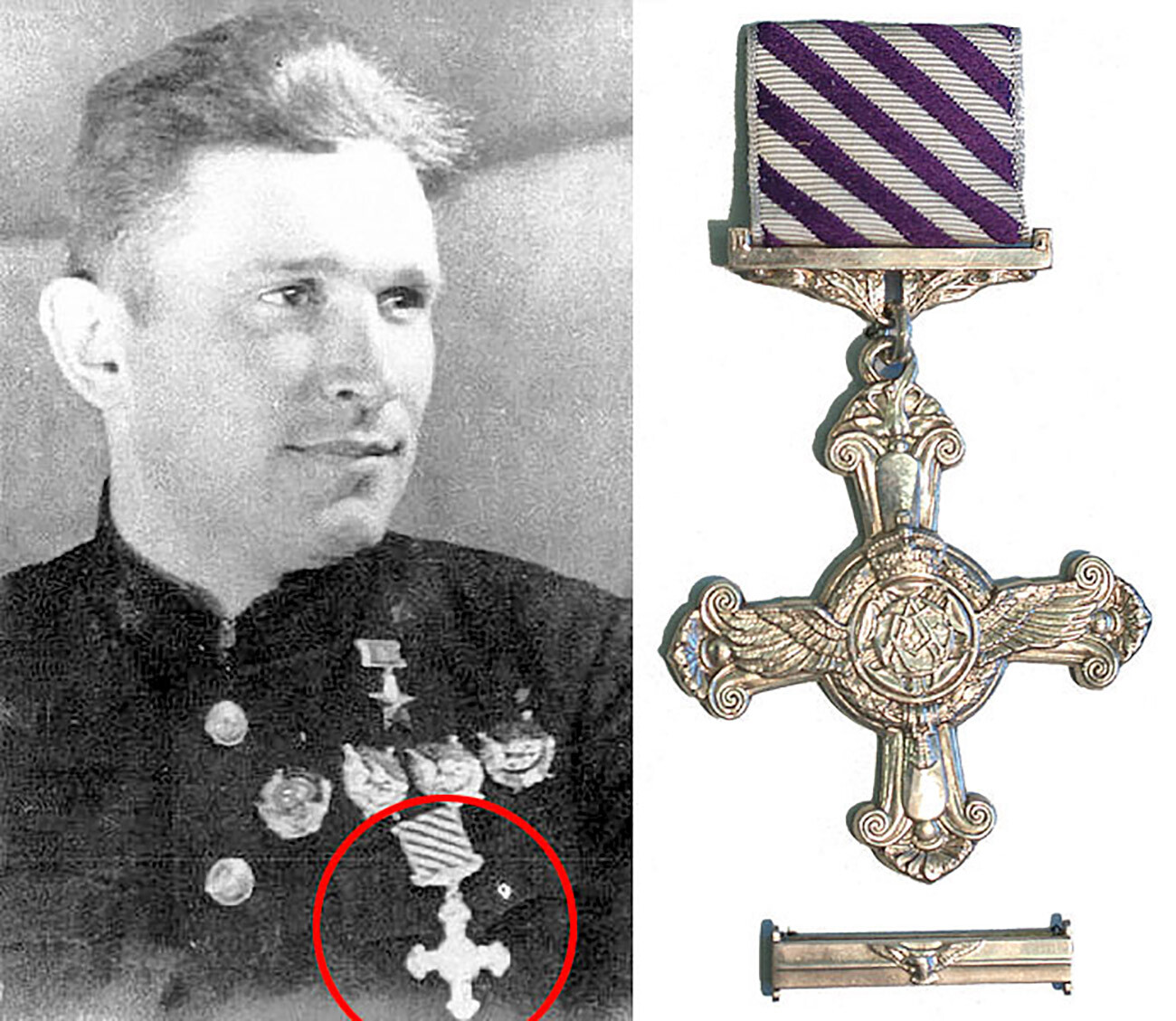 Boris Safonov portant une Distinguished Flying Cross