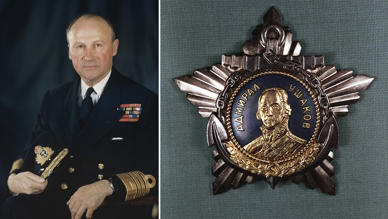 Admiral sir Bertram Ramsay, vrhovni poveljnik pomorskih sil zavezniških ekspedicijskih sil // red Ušakova I. stopnje. Red je bil prvič podeljen 16. maja 1944.