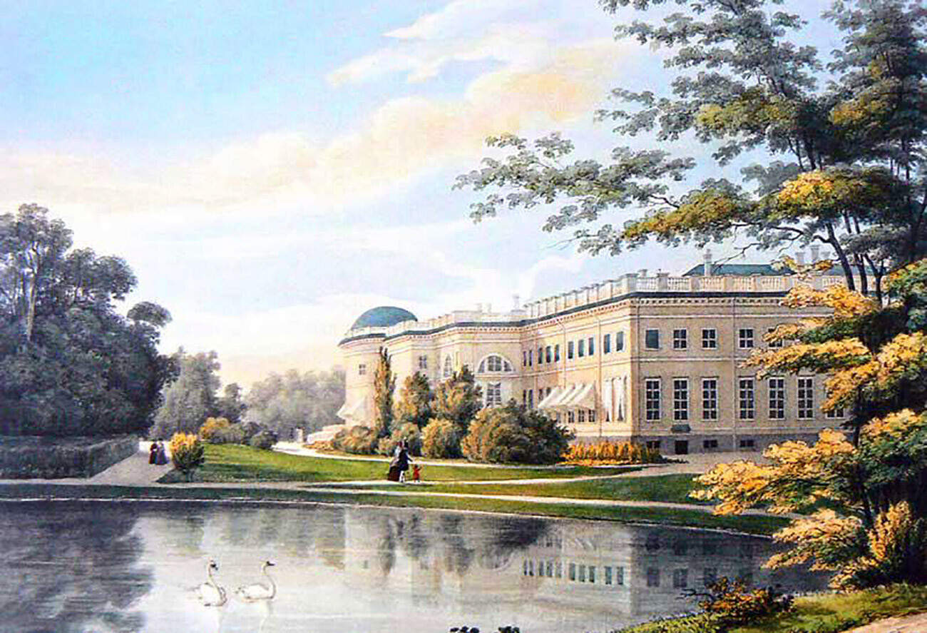 Fasad Taman Istana Aleksandr di Tsarskoye Selo, 1840-an.