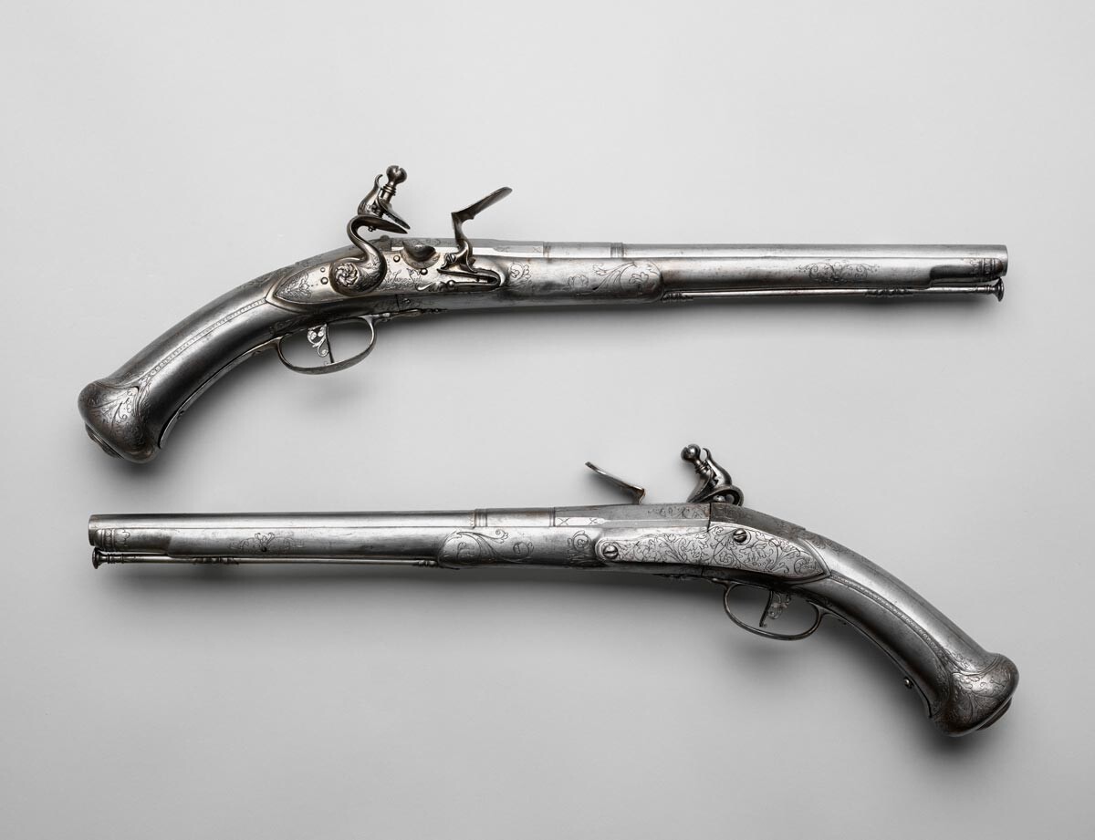 A pair of horse-pistols, Italy, Brescia, last quarter of the 17th century