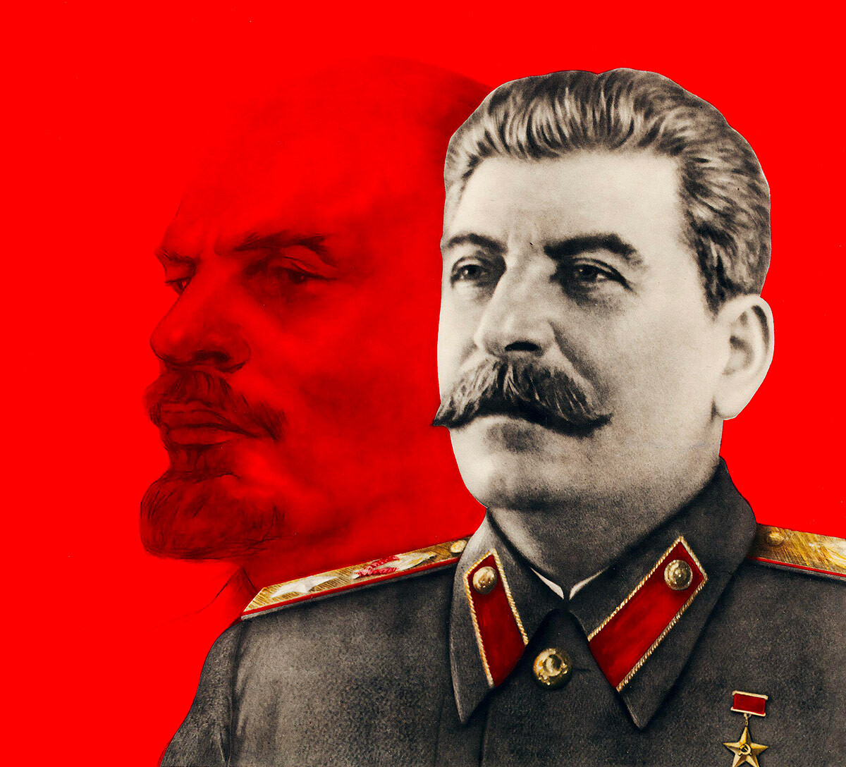 Lénine et Staline. Affiche soviétique, 1947