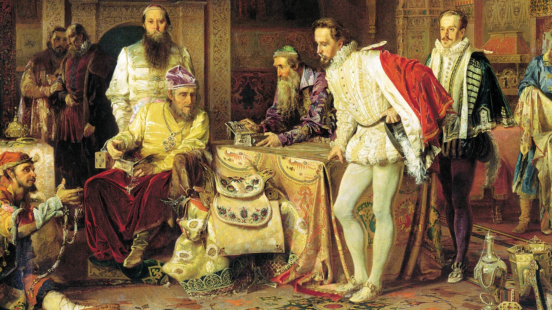 Ivan the Terrible shows his treasure to British Ambassador Horsey.