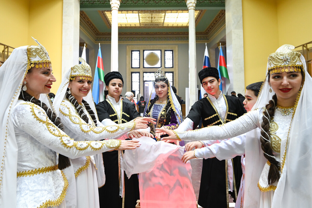 Azerbaijani ensemble during Nowruz celebration in Moscow.