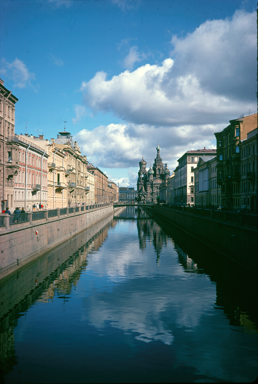 St. Petersburg. Griboedov (formerly Catherine) Canal. view north from Nevsky Prospekt toward Cathedral of the Resurrection of the Savior on the Blood. September 8, 1971
