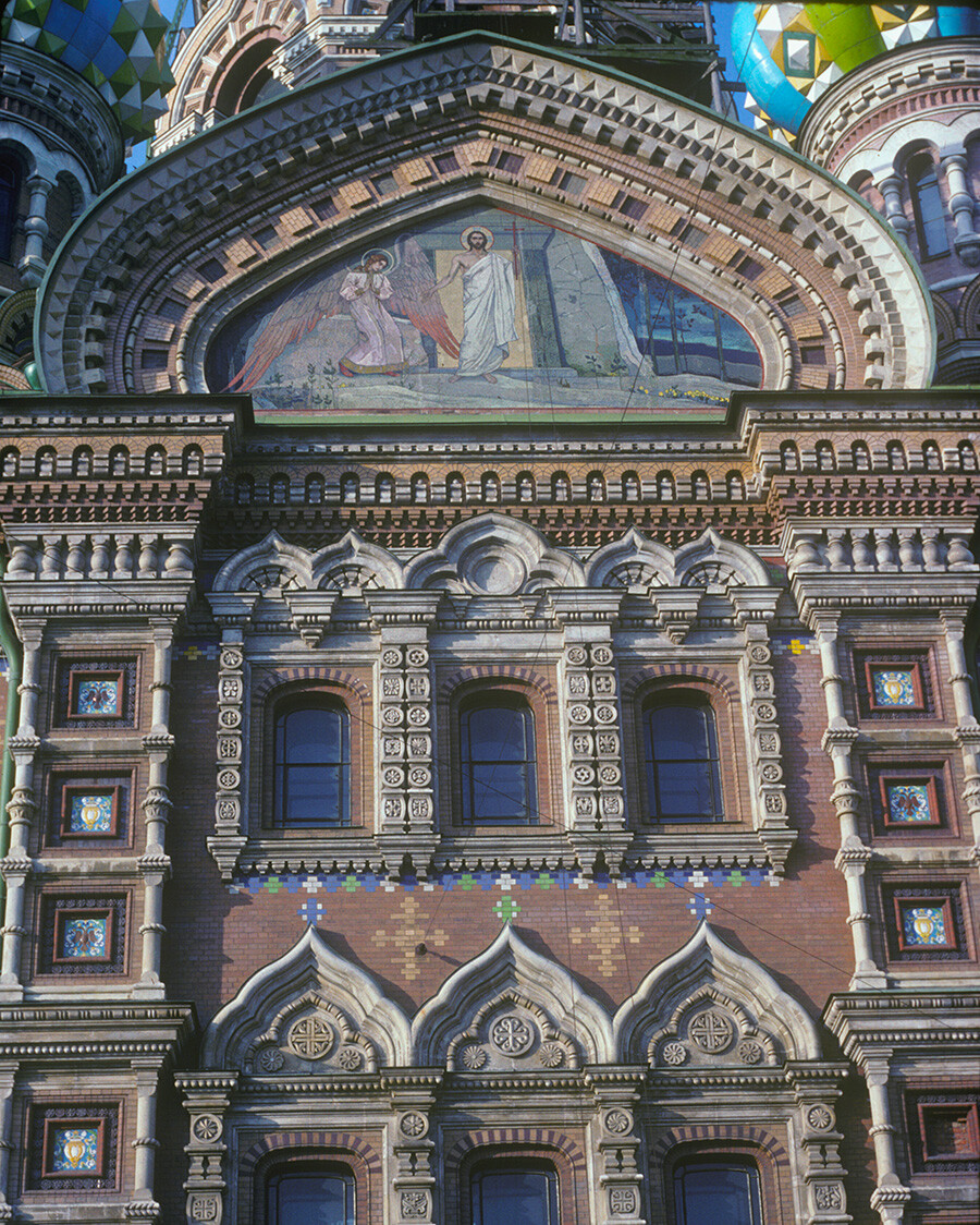 Cathedral of the Resurrection. North facade, pediment with mosaic panel