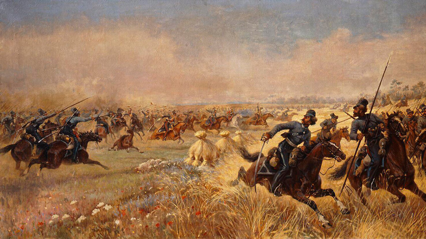 'Batalla de los cosacos de Plátov en Mir, el 9 de julio de 1812', Víktor Mazurski