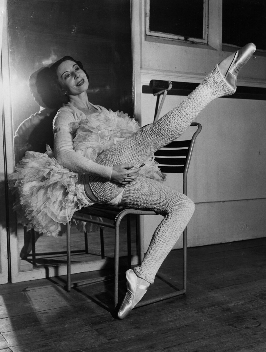 Alicia Markova in preparation for her role as Pavlova in a special television performance. 