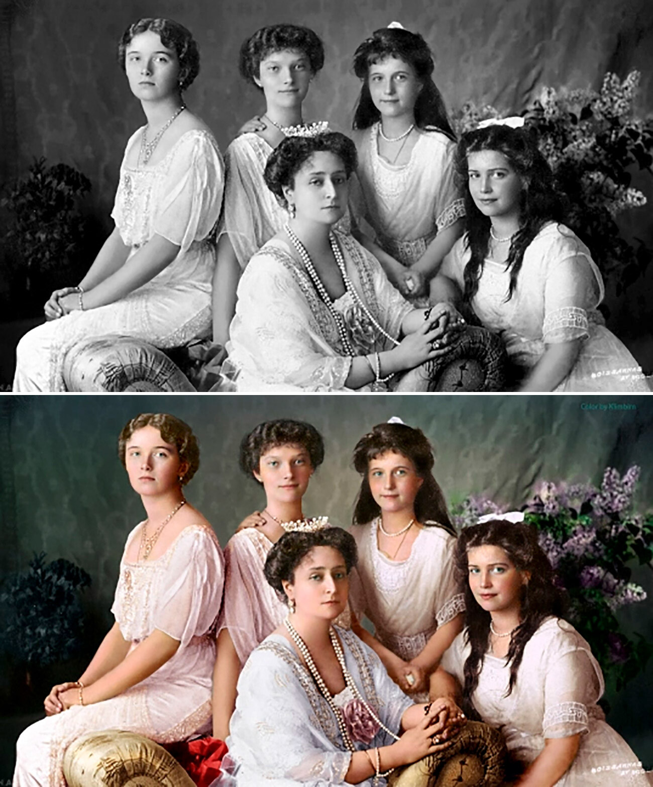 Olga, Tatjana, Maria und Anastasia posieren 1916 für ein Foto mit ihrer Mutter Alexandra Feodorowna. 