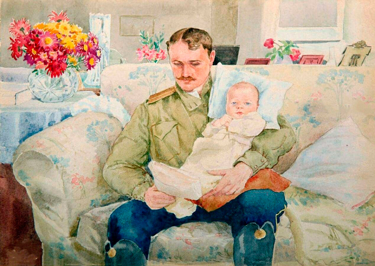 ‘Nikolai Kulikovsky with His Son Tikhon.’