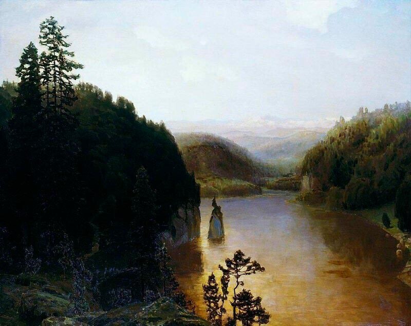 Danau di pegunungan Bashkiria. Ural (1895)