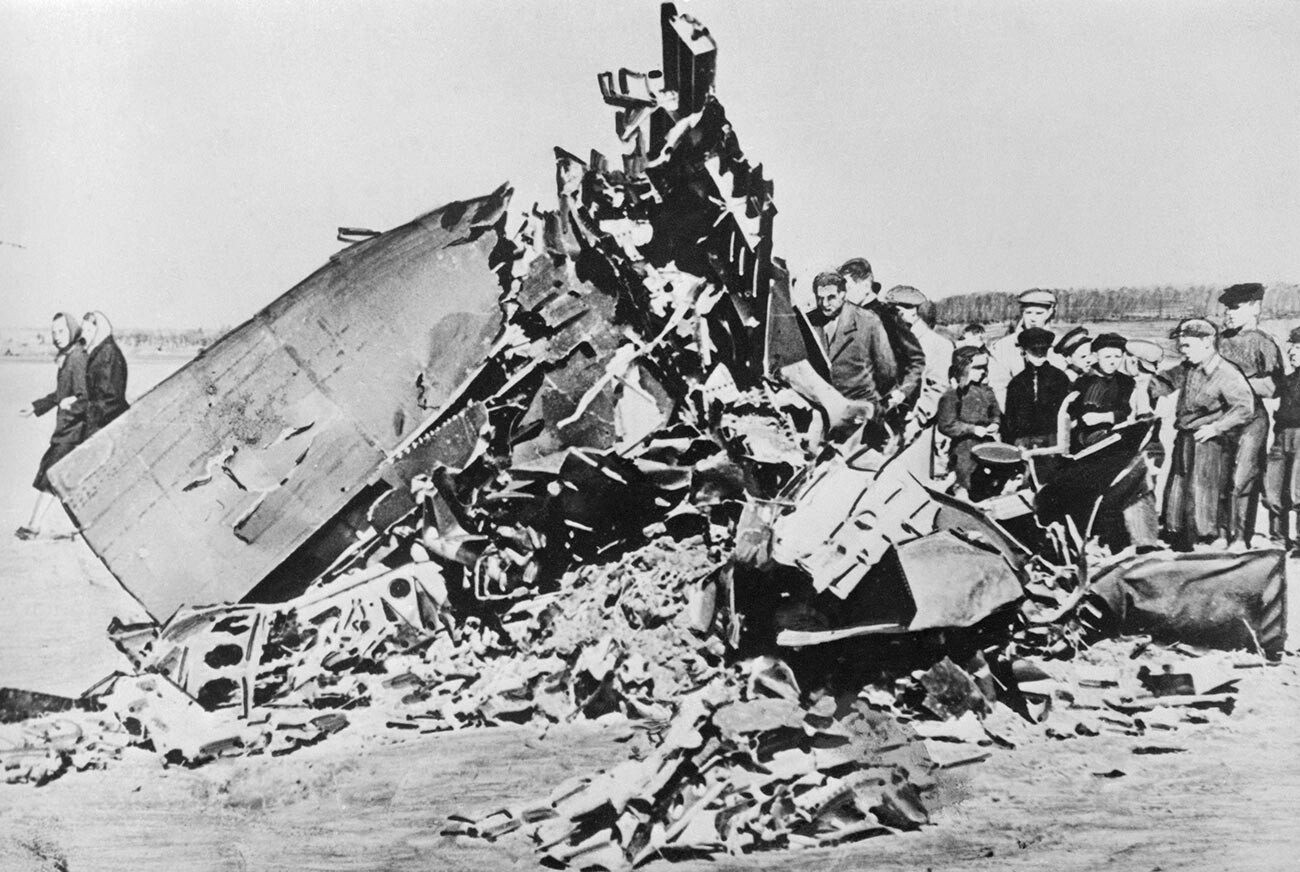 The wreckage of the U.S. U-2 spy plane.