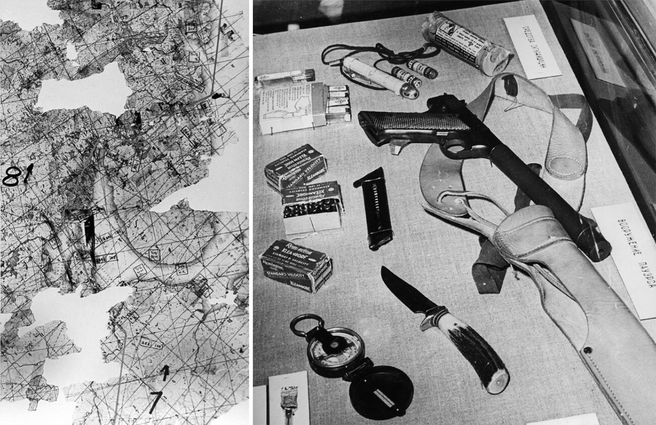  Част от картата (околностите на Бяло море) с полетна задача, открита в сваления аероплан 