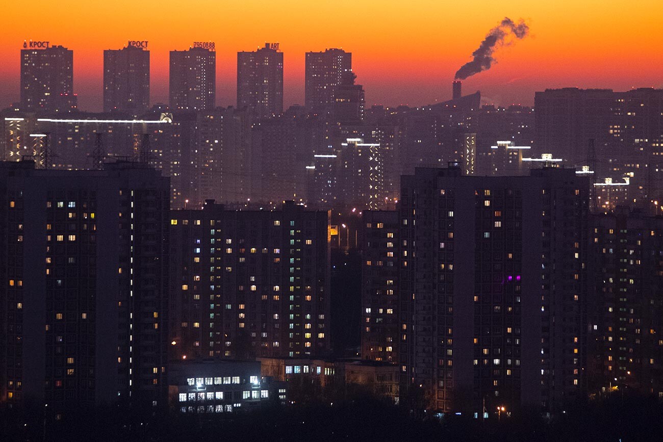 雄大なモスクワの夕焼け