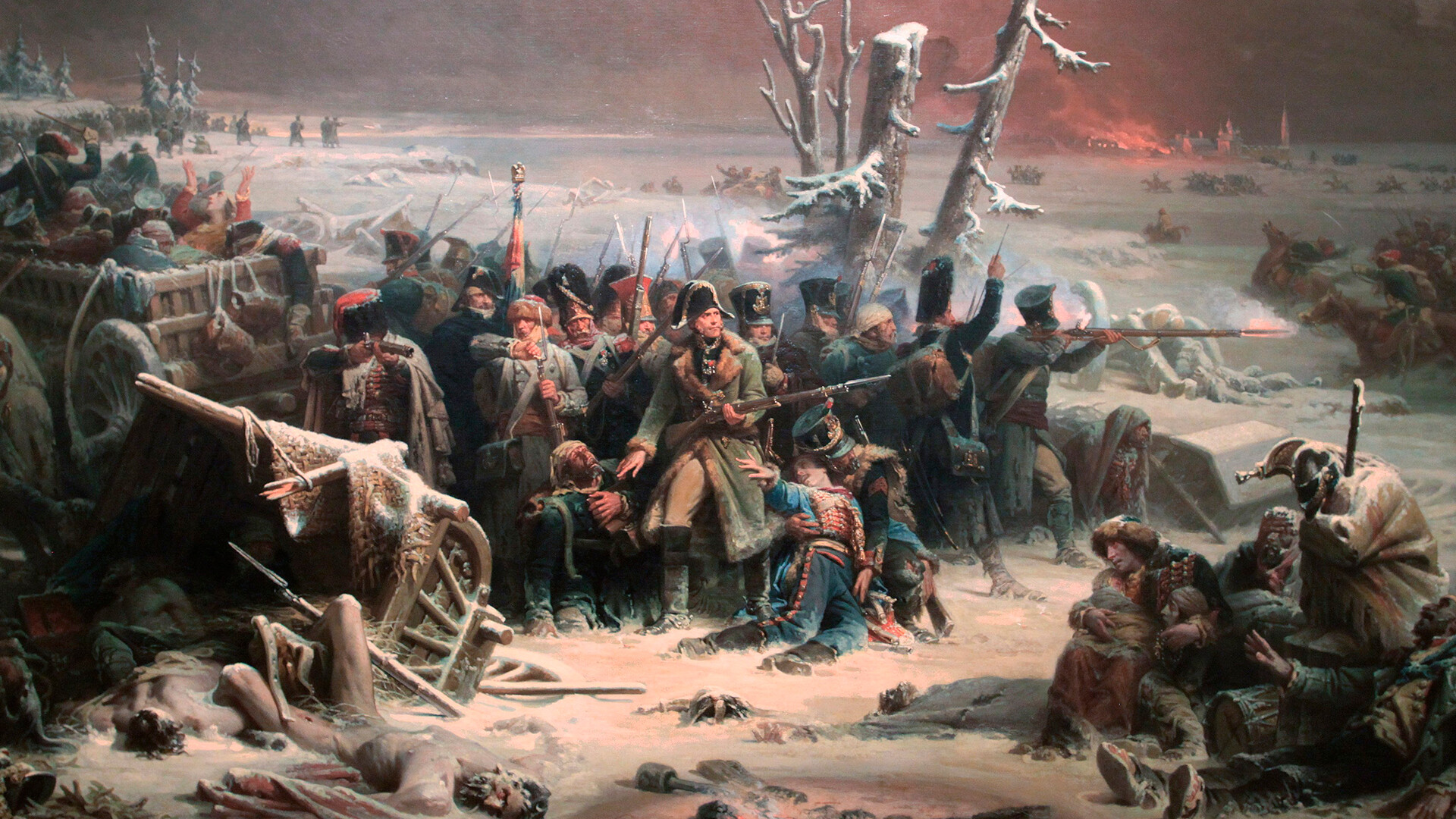 Француски војници маршала Неја отерани у шуму у бици код Красног, 1856, Адолф Ивон.