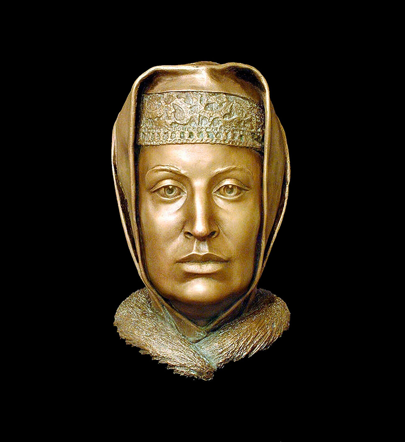 Putri Agung Moskow Sofia Palaiologina (ca. 1455 — 7 April 1503). Rekonstruksi wajah forensik oleh S. A. Nikitin, 1994.