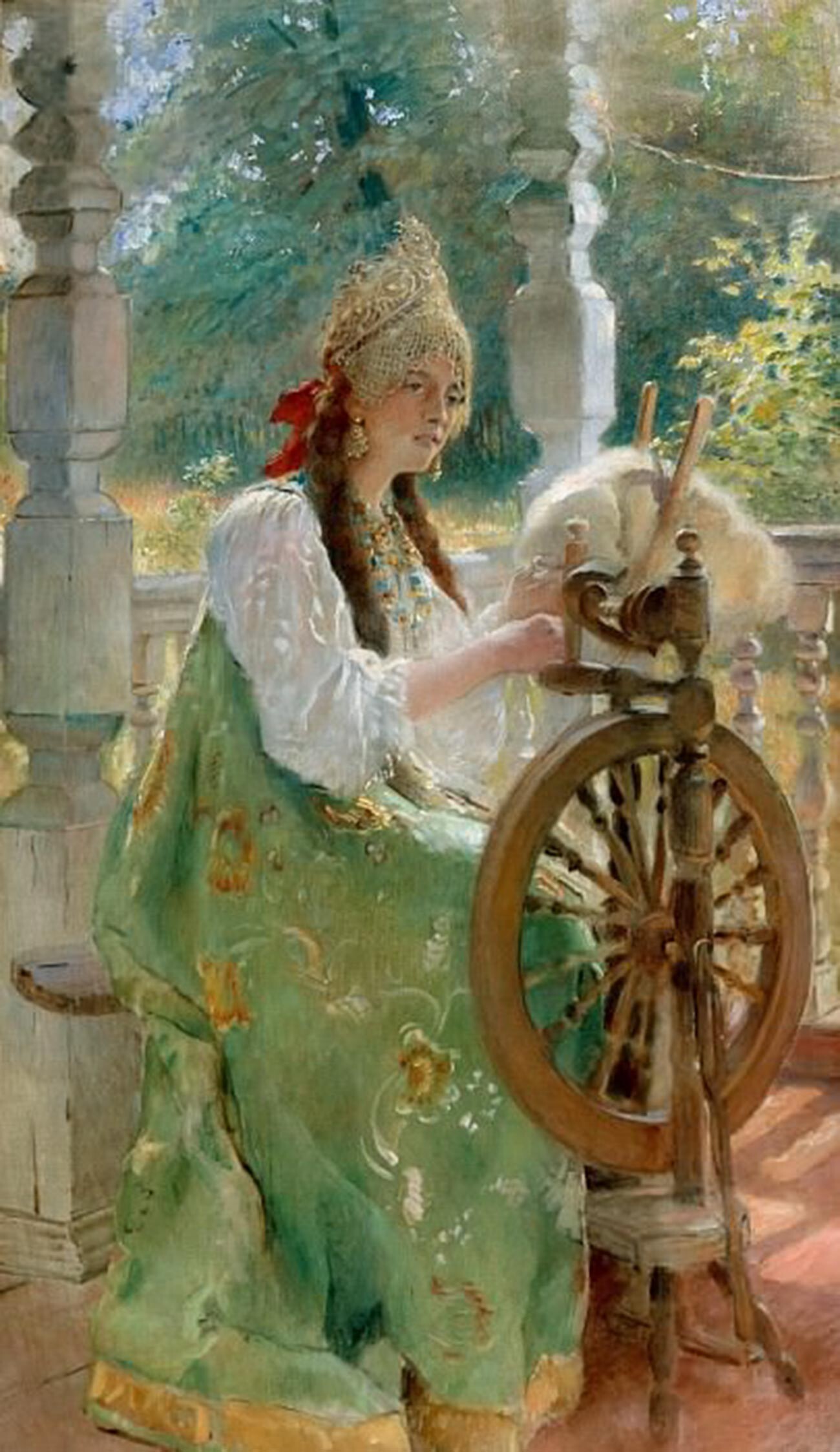 Constantin Makovski. Au rouet, 1900

