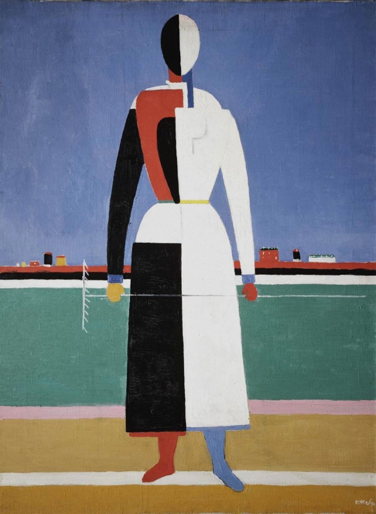 “Donna con il rastrello” (1930-31), dipinto di Kazimir Malevich (1879-1935)