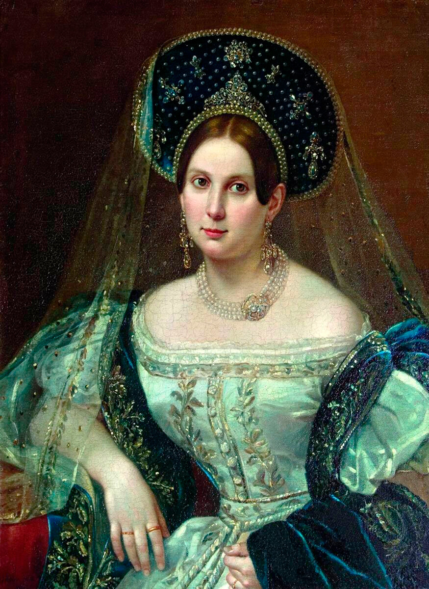 Pimen Orlov. Portrait d'une inconnue en habit de cour russe, vers 1835
