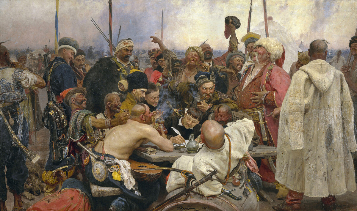 Los cosacos escriben una carta al sultán turco, Ilyá Repin, 1878-1891