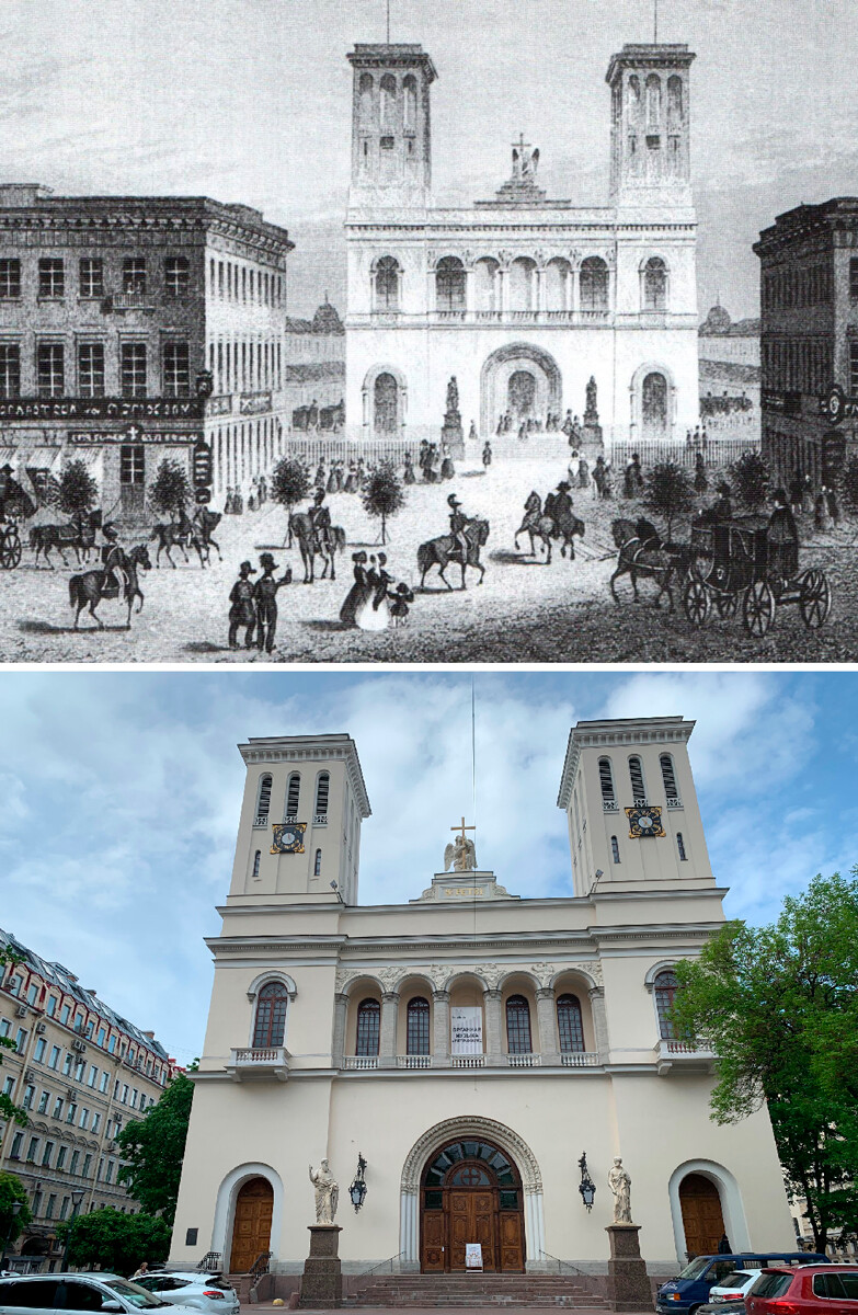 Petrikirche in old times and now.