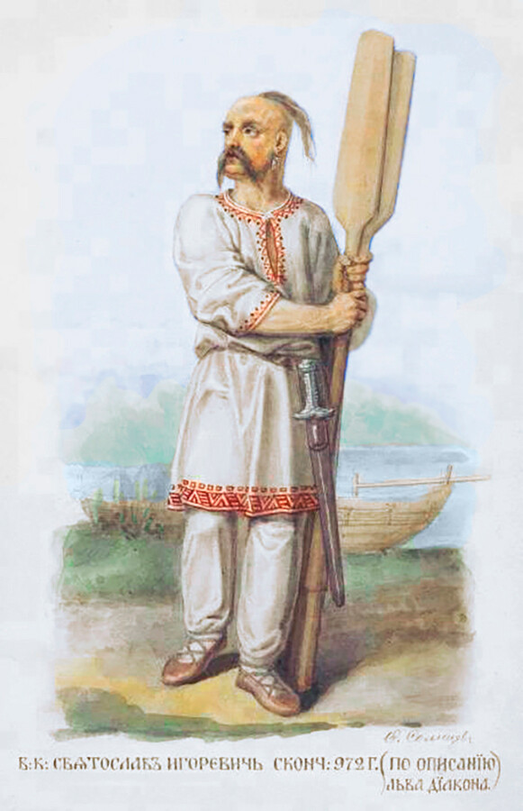 Prince Svyatoslav of Kiev, a 19th-century reconstruction by Fedor Solntsev after the description by Leo the Deacon