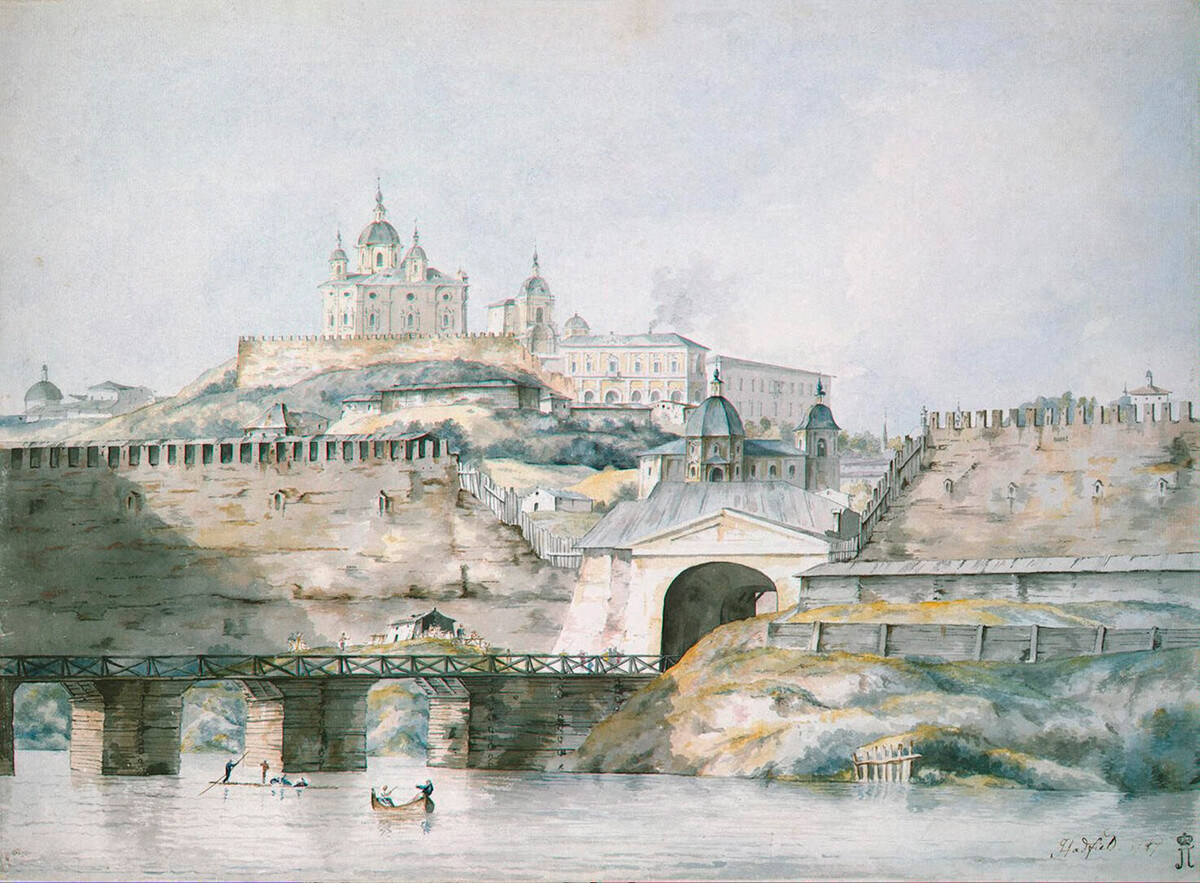 Vista de la ciudad de Smolensk, 1787. Encontrado en la colección del Hermitage Estatal, San Petersburgo.