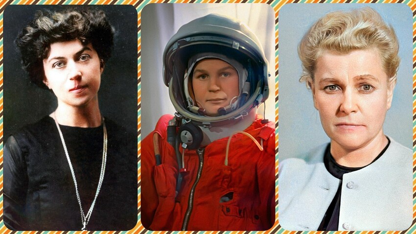 Foto kiri ke kanan: Alexandra Kollontai, Valentina Tereshkova, Yekaterina Furtseva.