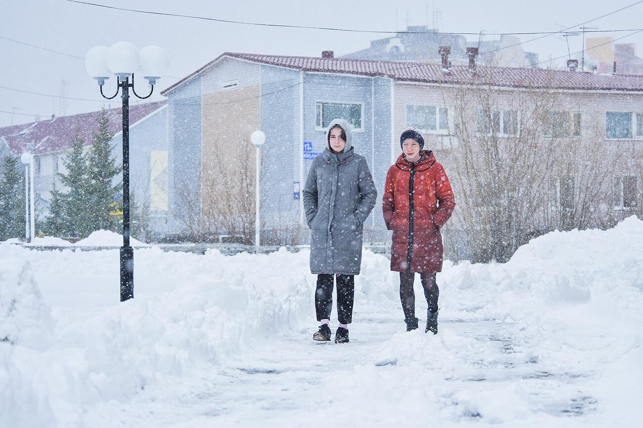 Heavy snowstorm in Salekhard, the only city on the Polar Circle. May 24, 2019.