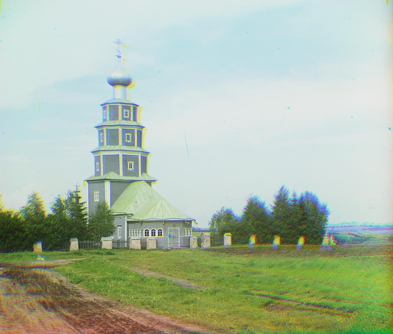 Torzhok. Church of the Tikhvin Icon of the Virgin (Old Church of the Ascension), northwest view. Summer 1910.