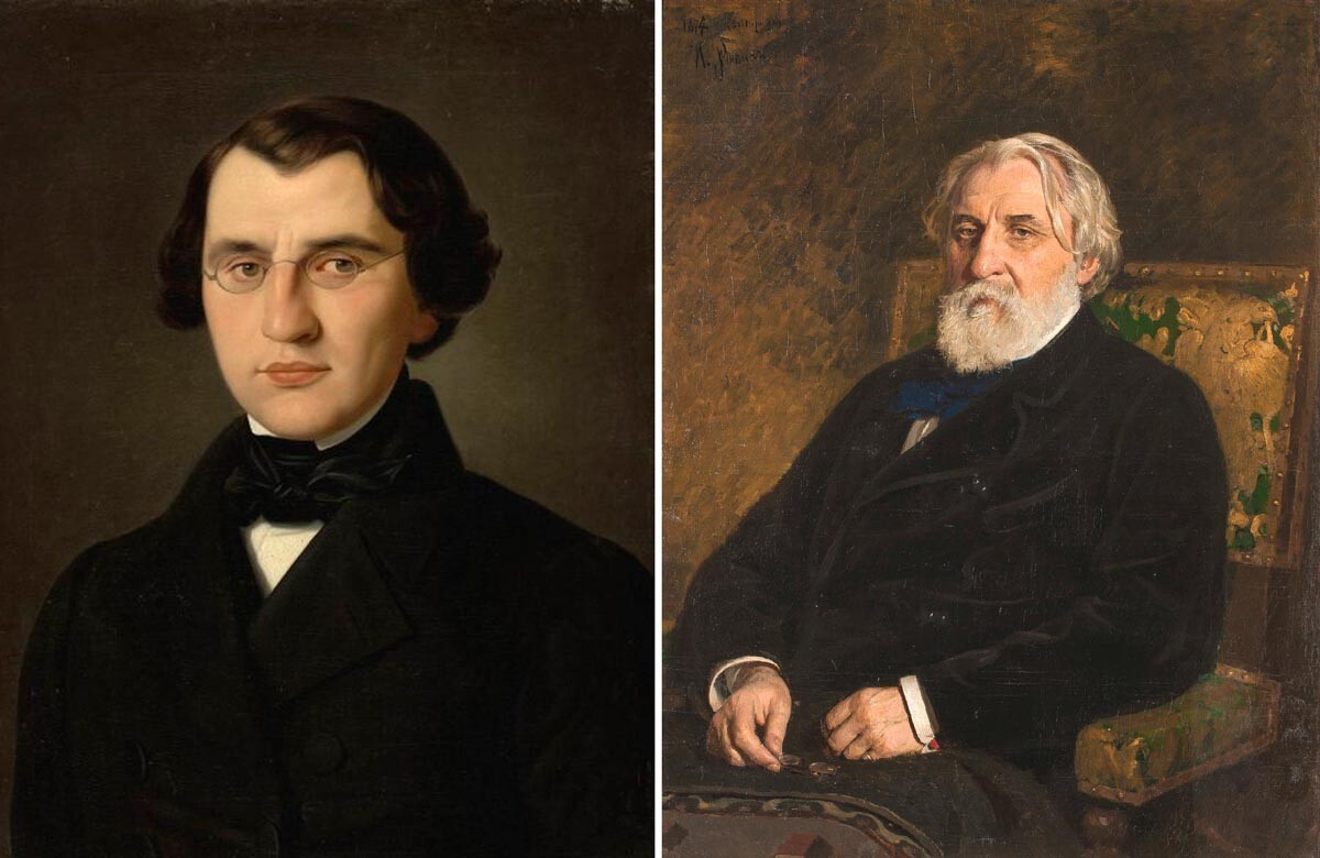Ivan Turgenjev / 1844, Eugène Lami / Javna domena; 1874, Ilja Repin