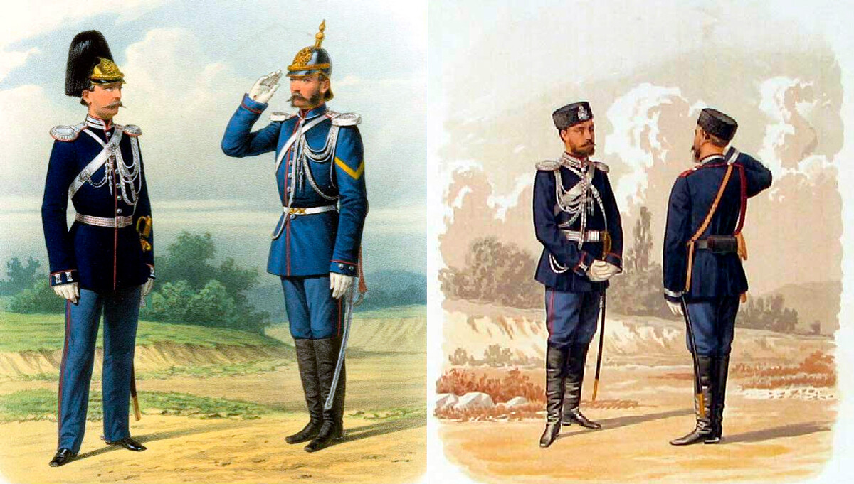 Poveljniki orožništva (v paradnih in pohodnih uniformah.) 16. september 1872; Zbor orožnikov. Višji častnik (v paradni uniformi) in podčastnik (v paradni in redni uniformi)