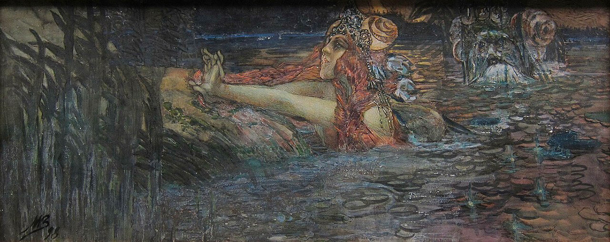 ミハイル・ヴルーベリ、『海の王と王女ヴォルホワの別れ』、1898年