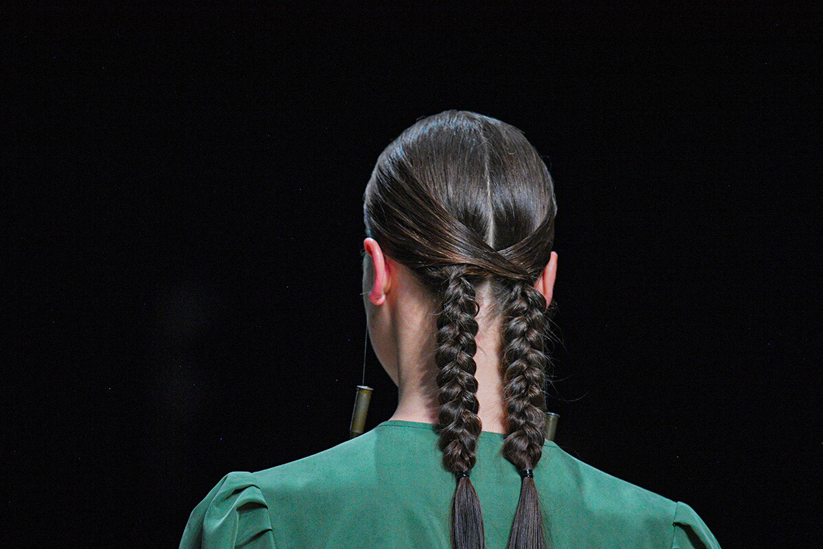 A model during the Mercedes-Benz Fashion Week in Moscow.
