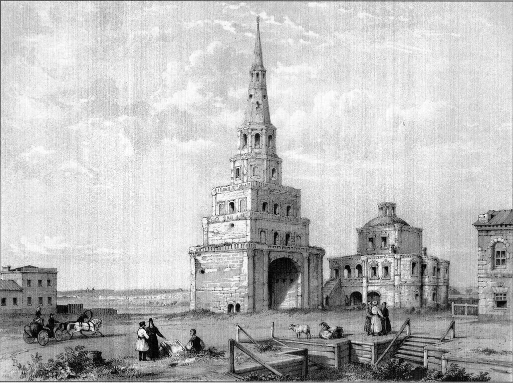 Sjujumbikin stolp na grafiki E. Tournerellija z začetka 19. stoletja
