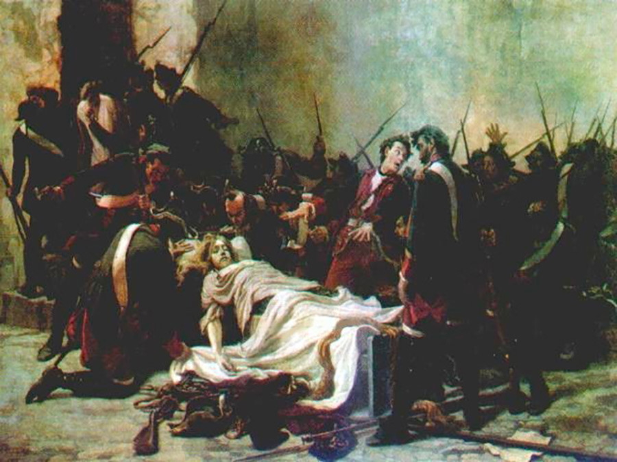 Mirovich davanti al corpo di Ivan VI. Dipinto di Ivan Tvorozhnikov