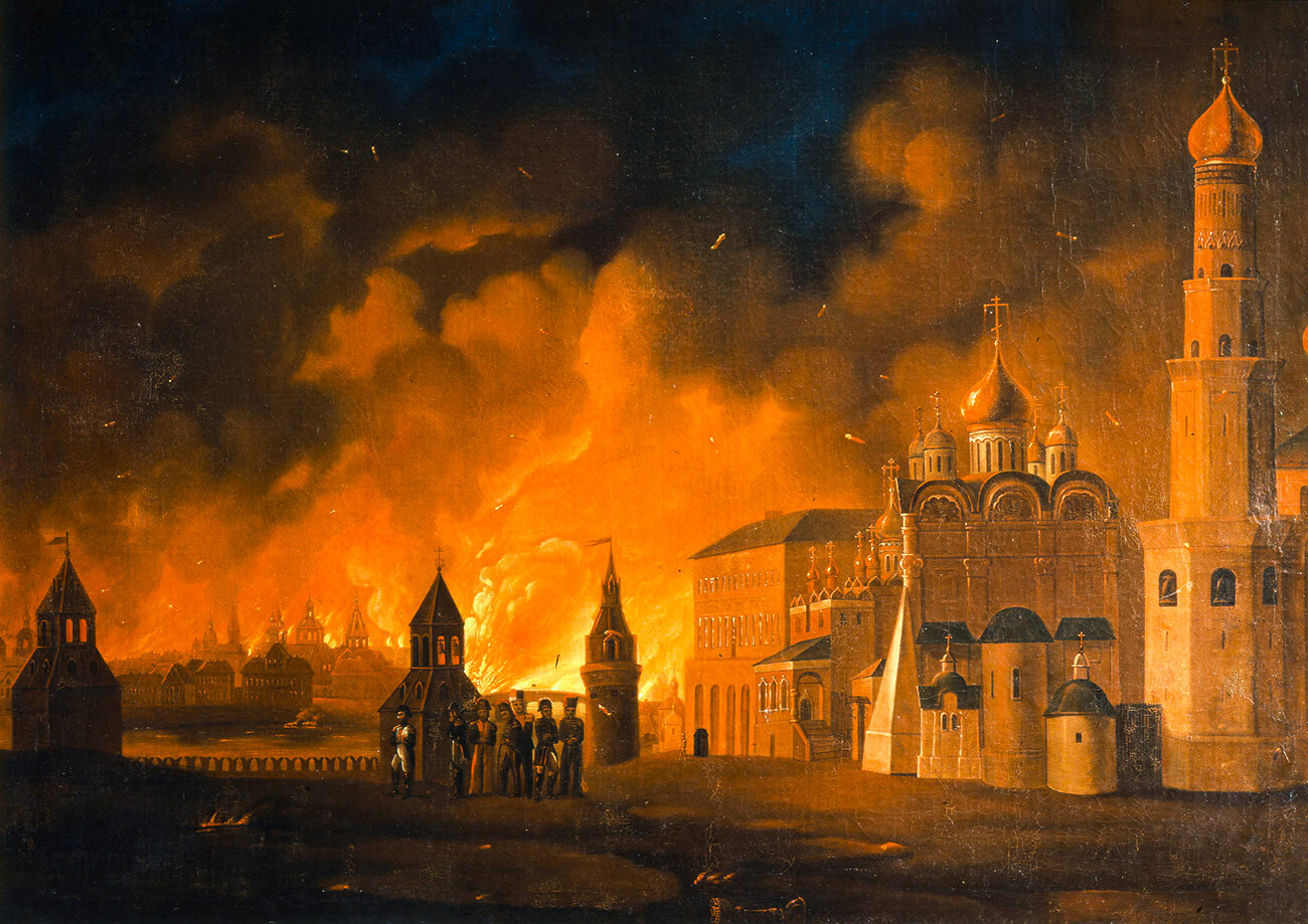 Brand von Moskau vom 15. bis 18. September 1812, nachdem Napoleon die Stadt eingenommen hatte.